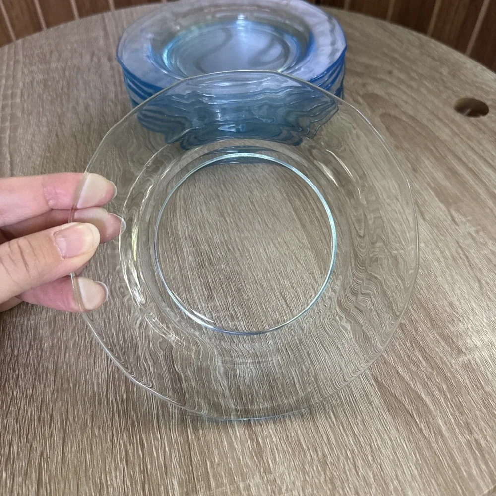 Vintage Fostoria Fairfax Azure Blue 8 Bread Plates